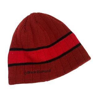 Black Diamond Acrylic Knit Beanie - Red Maroon Black - O/S